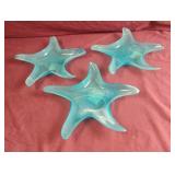 Glass star trinket trays. 3 total. 9.5' across