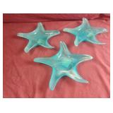 Glass star trinket trays. 3 total. 9.5' across