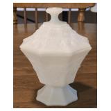 Anchor Hocking Milk Glass Candy Dish 8" tall