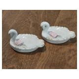 Two Porcelain Swan 3ï¿½" Trinket Dishes