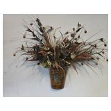Metal Wall Pocket w/ Dried Flowers Wall Pocket is