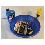 Bowl w/ Cleaners & Misc Items