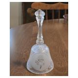 Crystal Cut Glass 8" Bell w/ WlEtched Rose