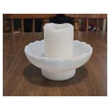 Milkglass Candle Holder 6ï¿½" wide