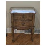 Antique French Style 2 Drawer Bedside Table 26"T