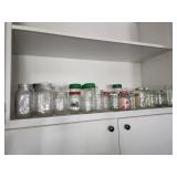 Large lot of glass jars, some Mason Kerr Atlas