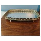Vintage glass trinket tray 14.5 x 9