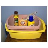 5 Plastic Tubs w/ Cleaning Supplies