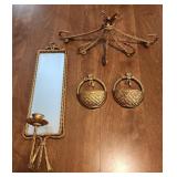 Metal candle holder mirror wall decor, plastic