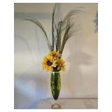 17" Glass Vase w/ Artificial Flowers