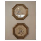 Two Octagonal Bird Prints 10"