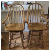 Two Wooden Swiveling Barstools 43.5