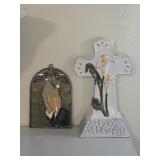 Ceramic Cross 7" & Stained Glass 5"
