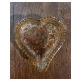 Vintage Indian Glass Gold / Amber Daisy Heart