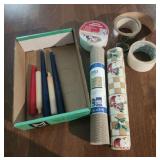 Liner, assorted tape and candles