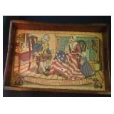Betsy Ross and the American Flag wood tray 16 x
