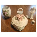 Porcelain knick knacks. Trinket box. Angel,