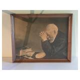 Vintage Old Man Praying Picture 21ï¿½" x 17ï¿½"