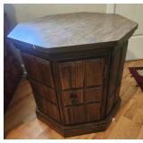 Mid Century octagonal side table with cabinets