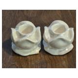 Two Ceramic Candle Holders 1.5" tall