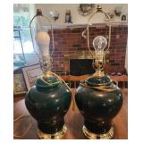 Two 25" green lamps, no shades