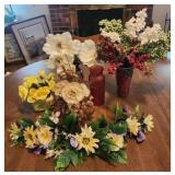 Vases and faux flowers