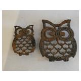Two Cast Iron Owl Trivets 4" &  5ï¿½"