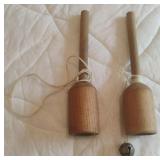 Wood toys with balls. 1 is missing a ball