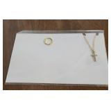 Goldtone ring and cross necklace