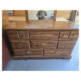 Wooden Dresser w/ Mirror 52"L 18"D 31"T