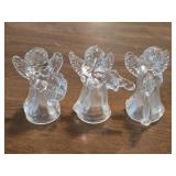 3 Glass Angle Candleholders 4" tall