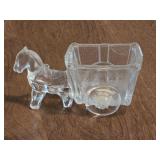 Glass Horse & Buggy Toothpick Holder 4ï¿½" long