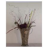 12" Glass Vase w/ Artificial Flowers