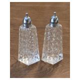Vtg Cut Crystal 5" Salt & Pepper Shakers