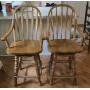 Two Wooden Swiveling Barstools 43.5" tall