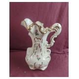 Vintage Wash Basin Floral Pitcher Creamy white