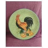 Rooster hand painted serving plate 14"