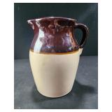 Vintage Brown and Tan Stoneware Crock Farmhouse