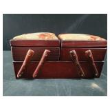 Vintage Accordion Wood Craft/Sewing Box mcm