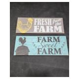 12x 4.5 two wooden Farm house decor signs rooster