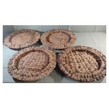 Hand woven straw tray baskets. Set of 4.