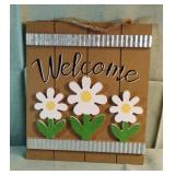 Welcome wood and metal hanging sign 8.5 x 9.5