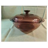 Pyrex casserole dish with lid. Purple in color.