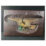 22x14 vintage hand-carved wood plaque eagle, wall