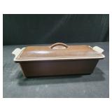 VINTAGE Le CREUSET FLAME Chocolate & Tan TERRINE