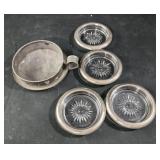 Leonard Silver Plated Crystal Glass Coasters Made