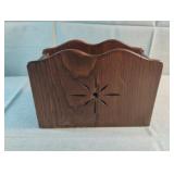 Vintage handmade wood napkin holder 7.5 x 5