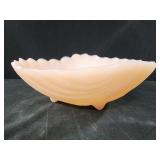 11x4 pink clam shell decorative glass footed dish