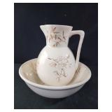 antique brown transferware pitcher Victorian