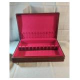 Vintage wood flatware silver plated box 16.5 x 3